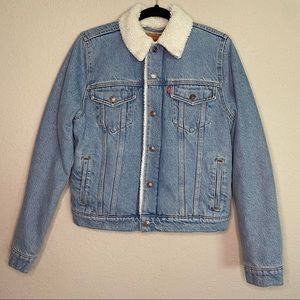 Levis Sherpa Denim Jacket-Womens M